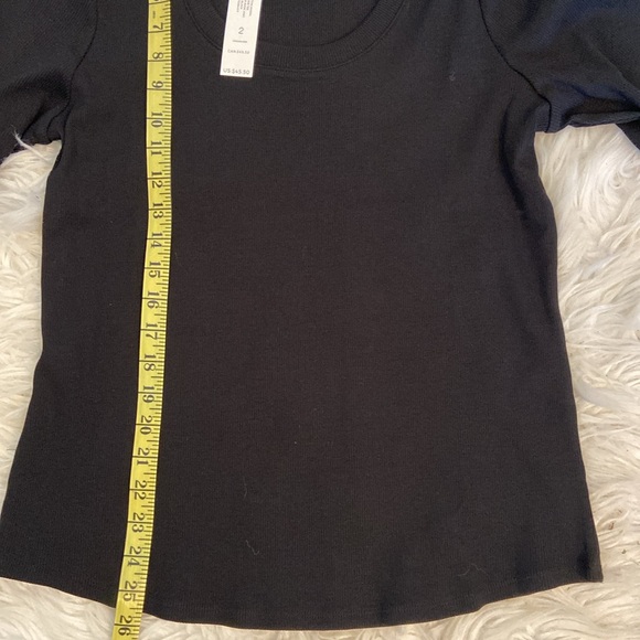 NWT Chico’s Black Cotton Modal Rib Tee SS Basic Knit Size 2 US Large - Picture 5 of 11